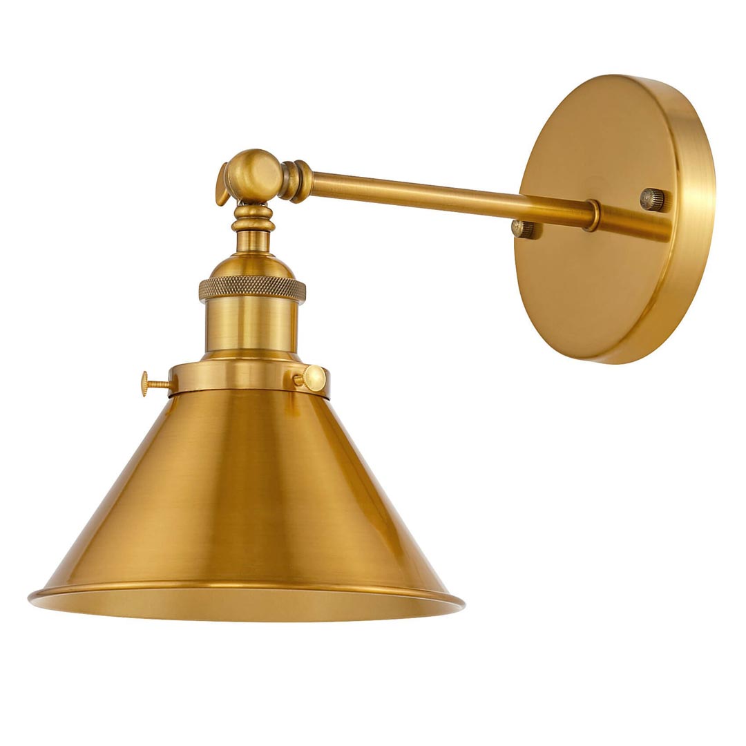 Mosazná nástěnná industrialní průmyslová lampa GUBI W1 dekorativní kovové stínidlo zlatá mosaz - Lumina Deco obrázek 1