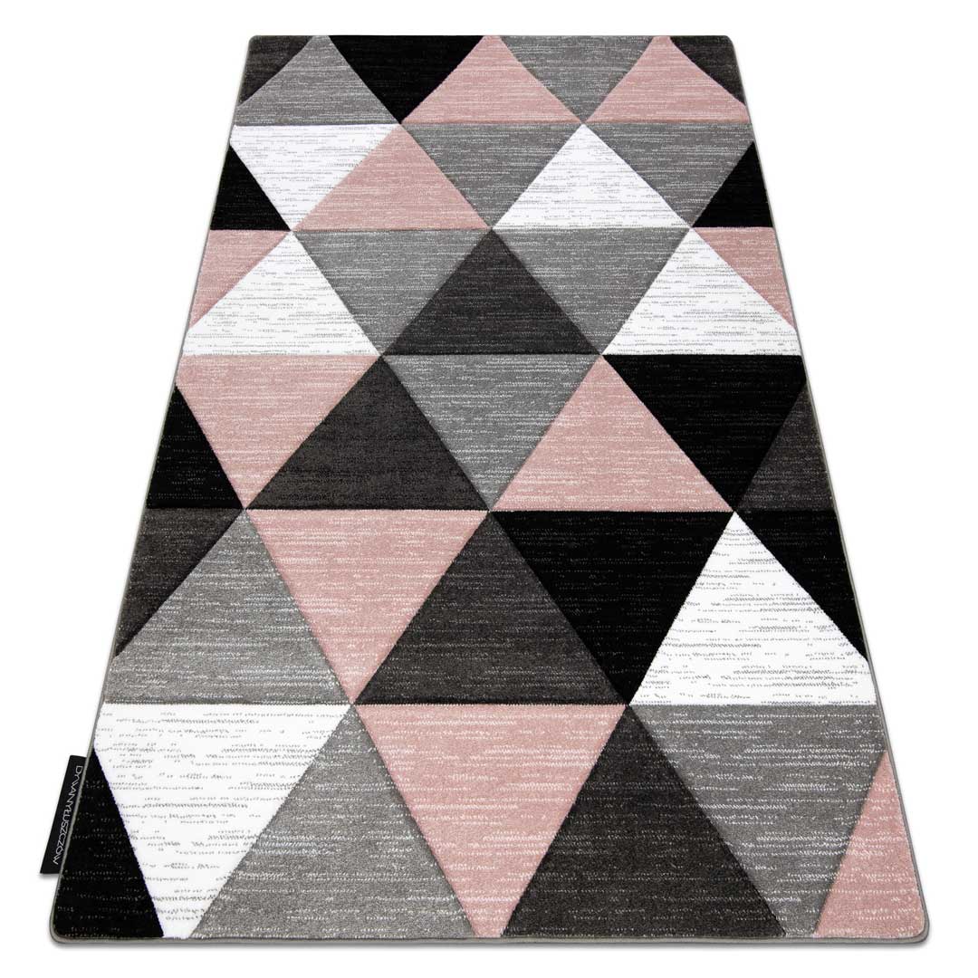Pastelový koberec pro dívku Alter Rino s růžovými a šedými trojúhelníky - Dywany Łuszczów obrázek 2