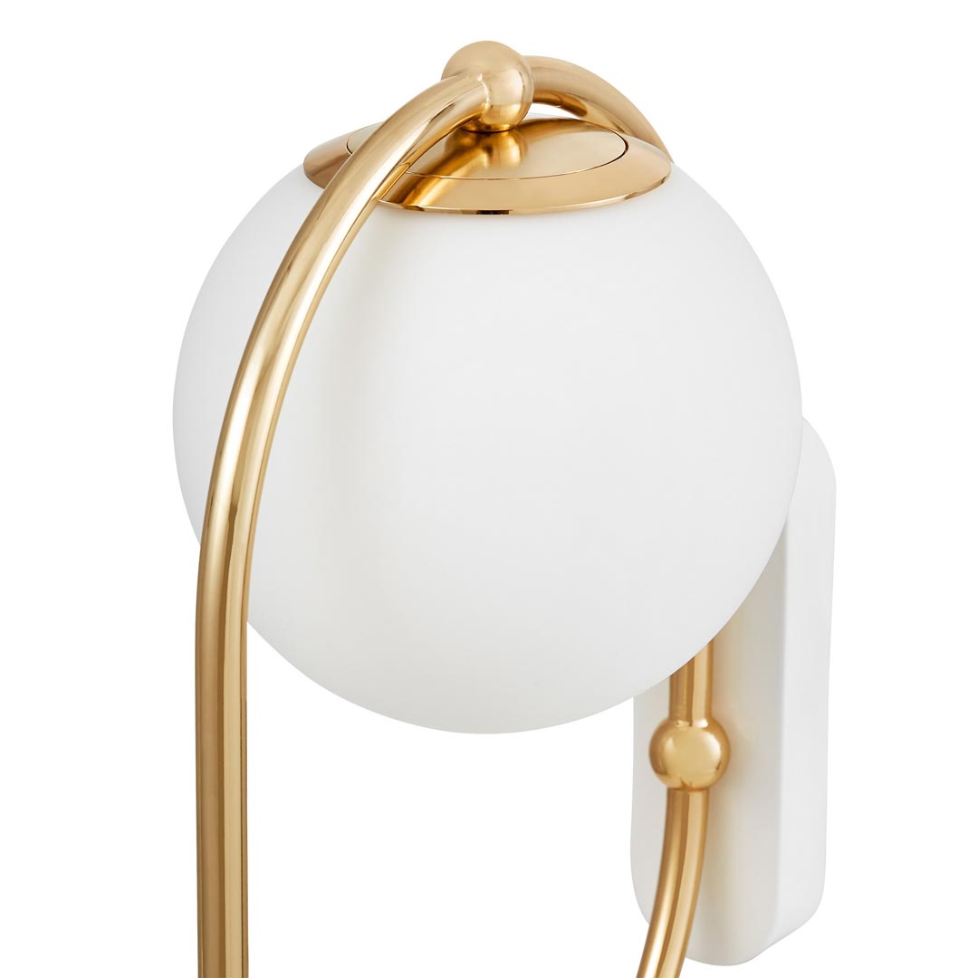 Elegancka, złota lampa ścienna z białym, szklanym kloszem PANARI W1 - Lumina Deco zdjęcie 4