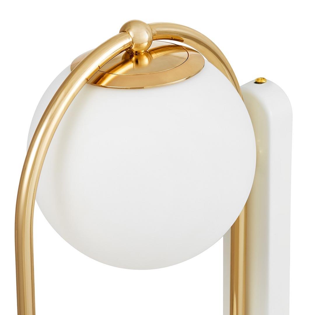 Złota, nowoczesna lampa ścienna, białe kuliste klosze PANARI W2 - Lumina Deco zdjęcie 3