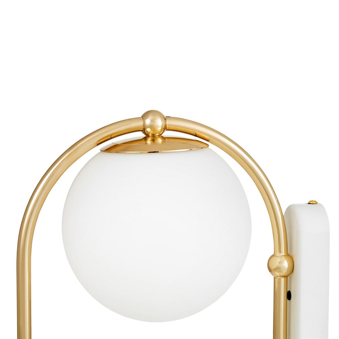 Złota, nowoczesna lampa ścienna, białe kuliste klosze PANARI W2 - Lumina Deco zdjęcie 4
