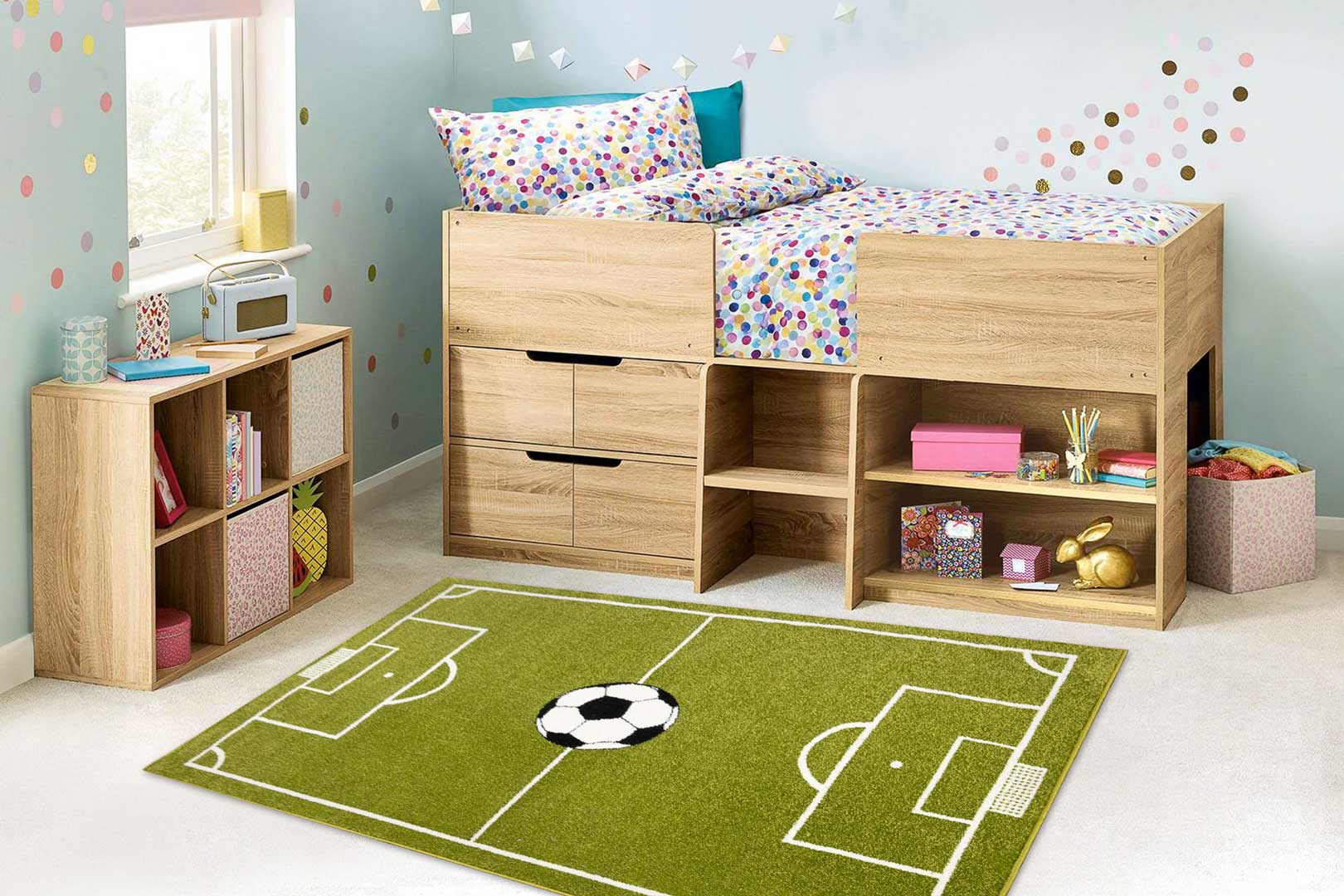 Chlapecký koberec: travnaté fotbalové hřiště, fotbal, zelený/bílý/černý - MUNDIAL - Dywany Łuszczów obrázek 4