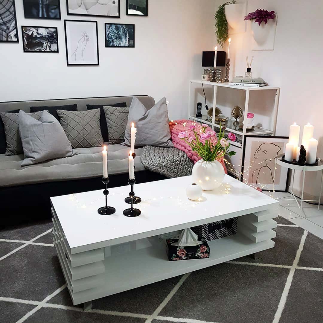 Elegantní skandinávský koberec do obývacího pokoje, ložnice, kostkovaný tmavě šedý, bílé kosočtverce - Dywany Łuszczów obrázek 3