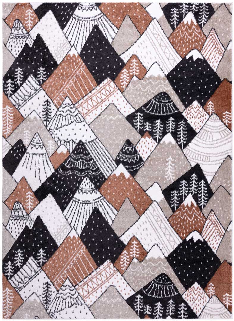 Kolorowy dywan góry, szczyty, biały-czarny-brązowy-beżowy, do pokoju dziecięcego - FUN TOPS - Dywany Łuszczów zdjęcie 1