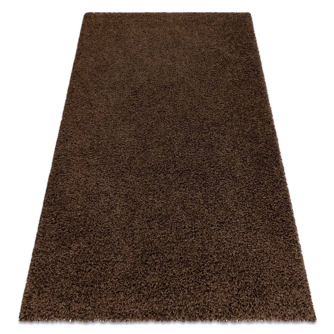 Tmavý moderný mäkký koberec Shaggy do spálne v hnedej farbe - Dywany Łuszczów obrázok 2