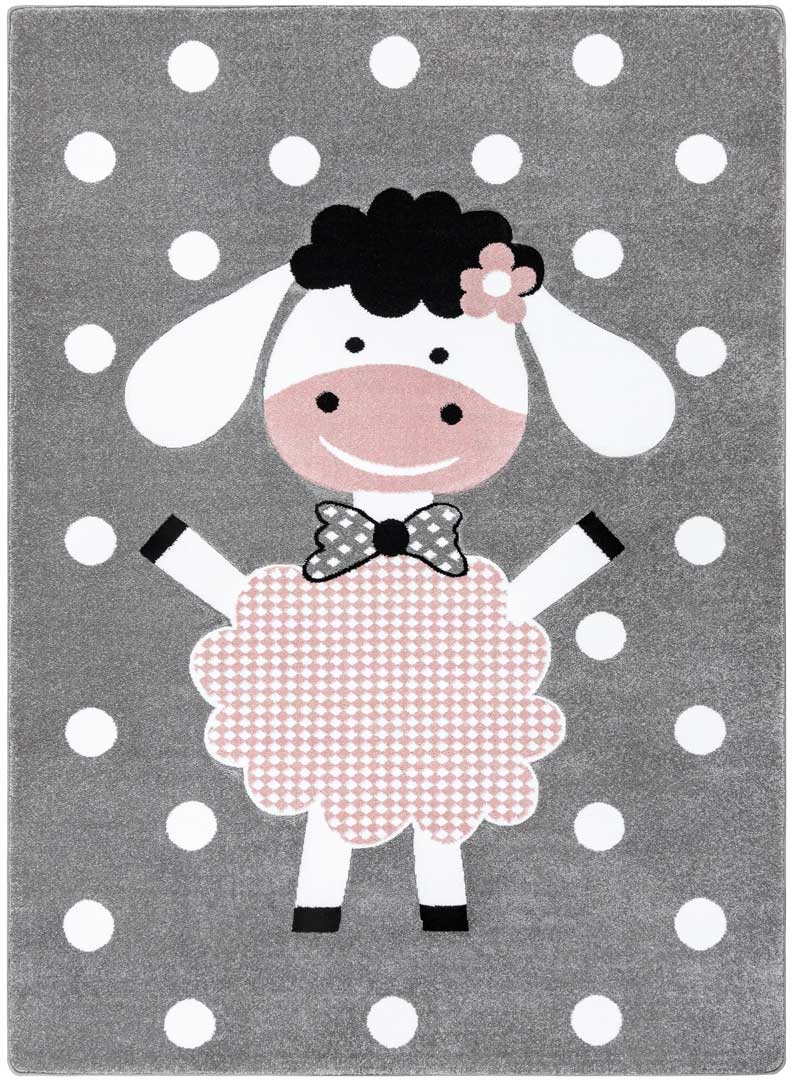 Dětský koberec: ovečka, ovce, tečky, šedý-růžový-bílý, pastelový, antialergenní - PETIT DOLLY - Dywany Łuszczów obrázek 1