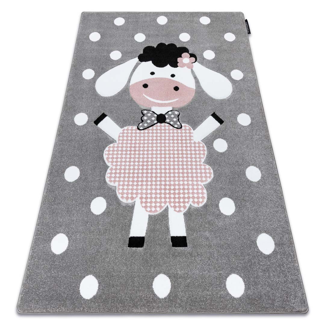 Dětský koberec: ovečka, ovce, tečky, šedý-růžový-bílý, pastelový, antialergenní - PETIT DOLLY - Dywany Łuszczów obrázek 2
