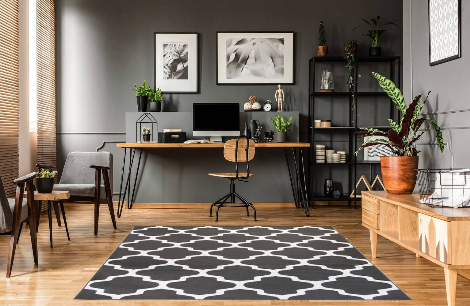 Tmavě šedý orientální koberec s bílým marockým vzorem Almas 10 - Carpetforyou obrázek 2