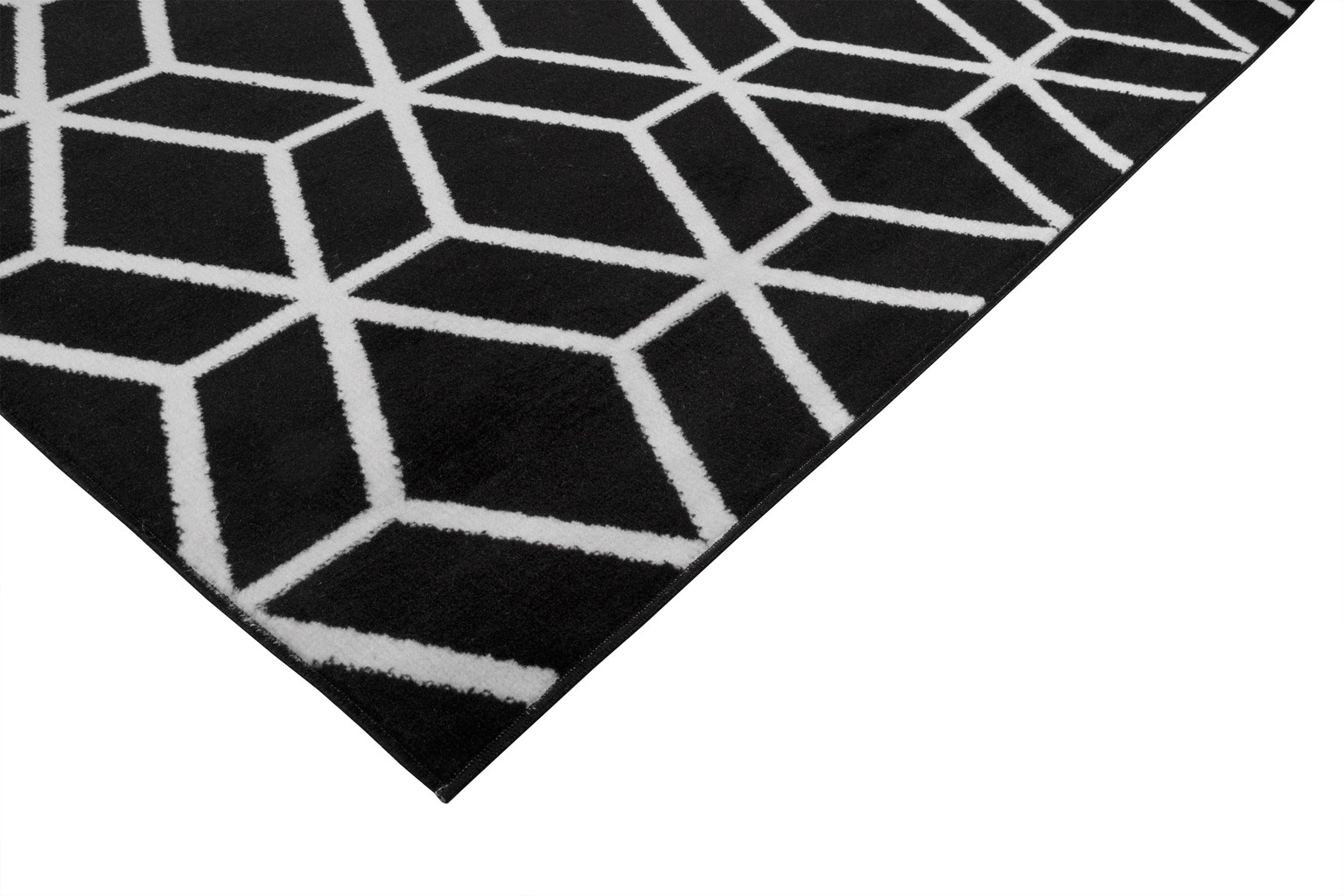 Geometrický čierny koberec ALMAS 13 s bielymi čiarami kosoštvorcovej mriežky v modernom štýle - Carpetforyou obrázok 3