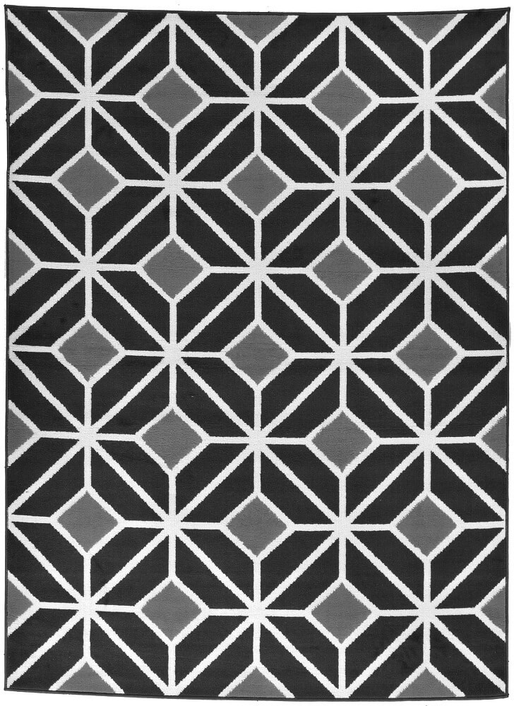 Ciemny dywan nowoczesny w geometryczny wzór, biała siatka, romby kwadraty Almas 17 - Carpetforyou zdjęcie 1