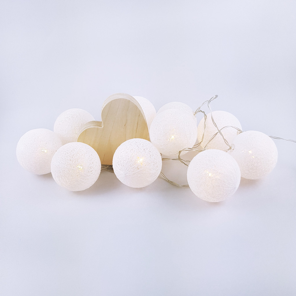 Lampki kule białe cotton balls LED 10 szt. - Masz zdjęcie 3