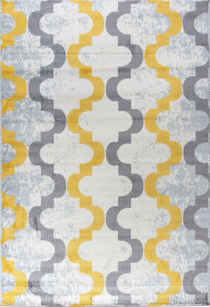 Moderný svetlý koberec Desert Phase 05 do obývacej izby so žlto-sivým vzorom marockej ďateliny, efekt prelínania farieb - kamufláže - Carpetforyou obrázok 1