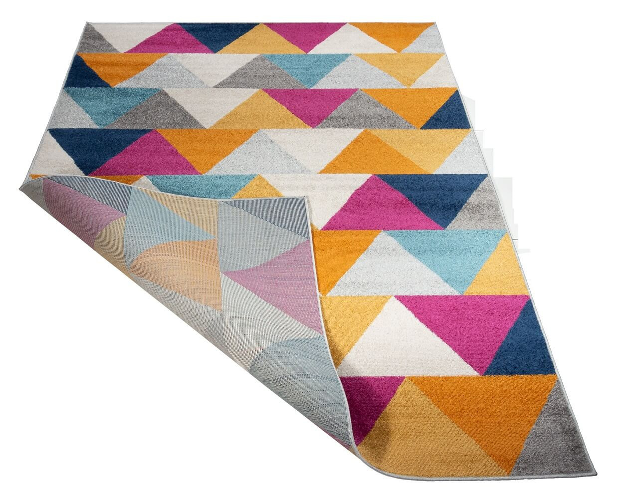 Moderný geometrický mládežnícky koberec Forest Stream 06 s farebnými trojuholníkmi - Carpetforyou obrázok 3