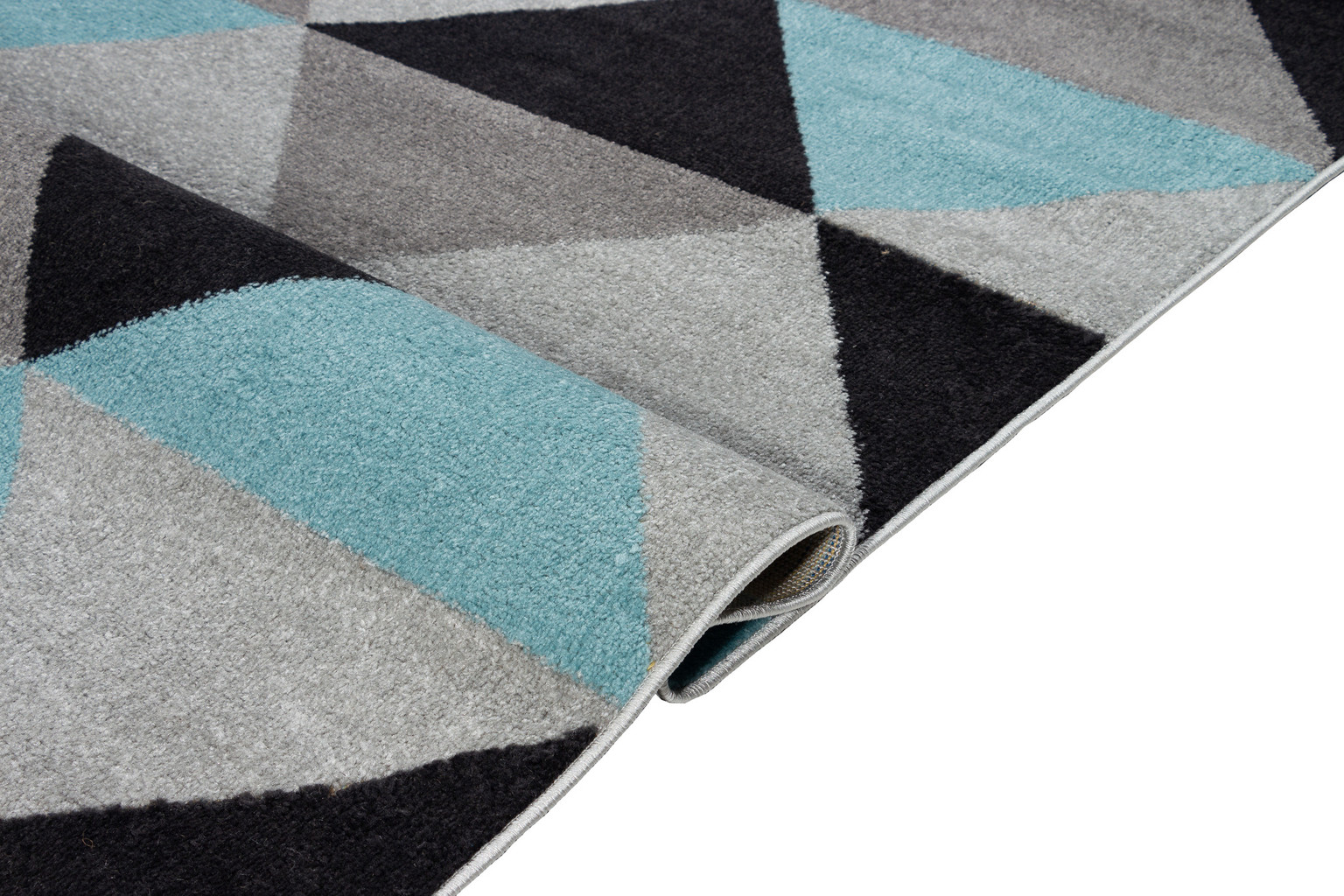 Farebný mládežnícky koberec do spálne Ice Stream 08 s modrými, sivými a čiernymi trojuholníkmi - Carpetforyou obrázok 4