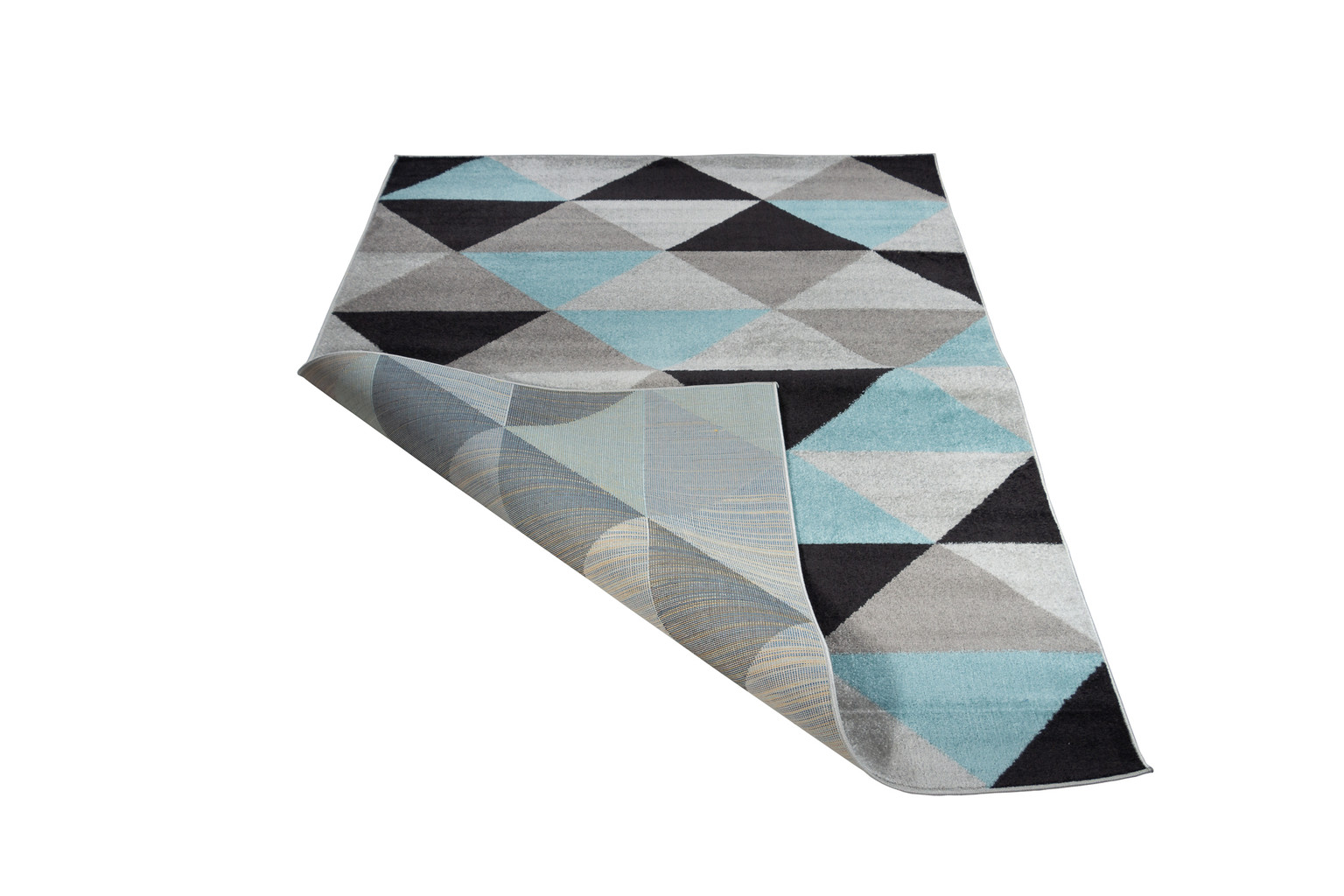 Farebný mládežnícky koberec do spálne Ice Stream 08 s modrými, sivými a čiernymi trojuholníkmi - Carpetforyou obrázok 3