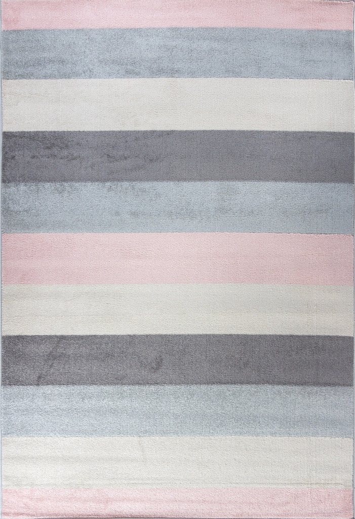 Barevný pruhovaný koberec pro dívku Pearl Waves 10 růžové a šedé pruhy - Carpetforyou obrázek 1