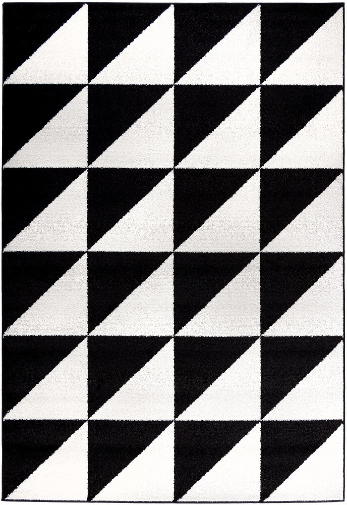 Kontrastný koberec Brick B&W s čierno-bielymi štvorcami a trojuholníkmi - Carpetforyou obrázok 1