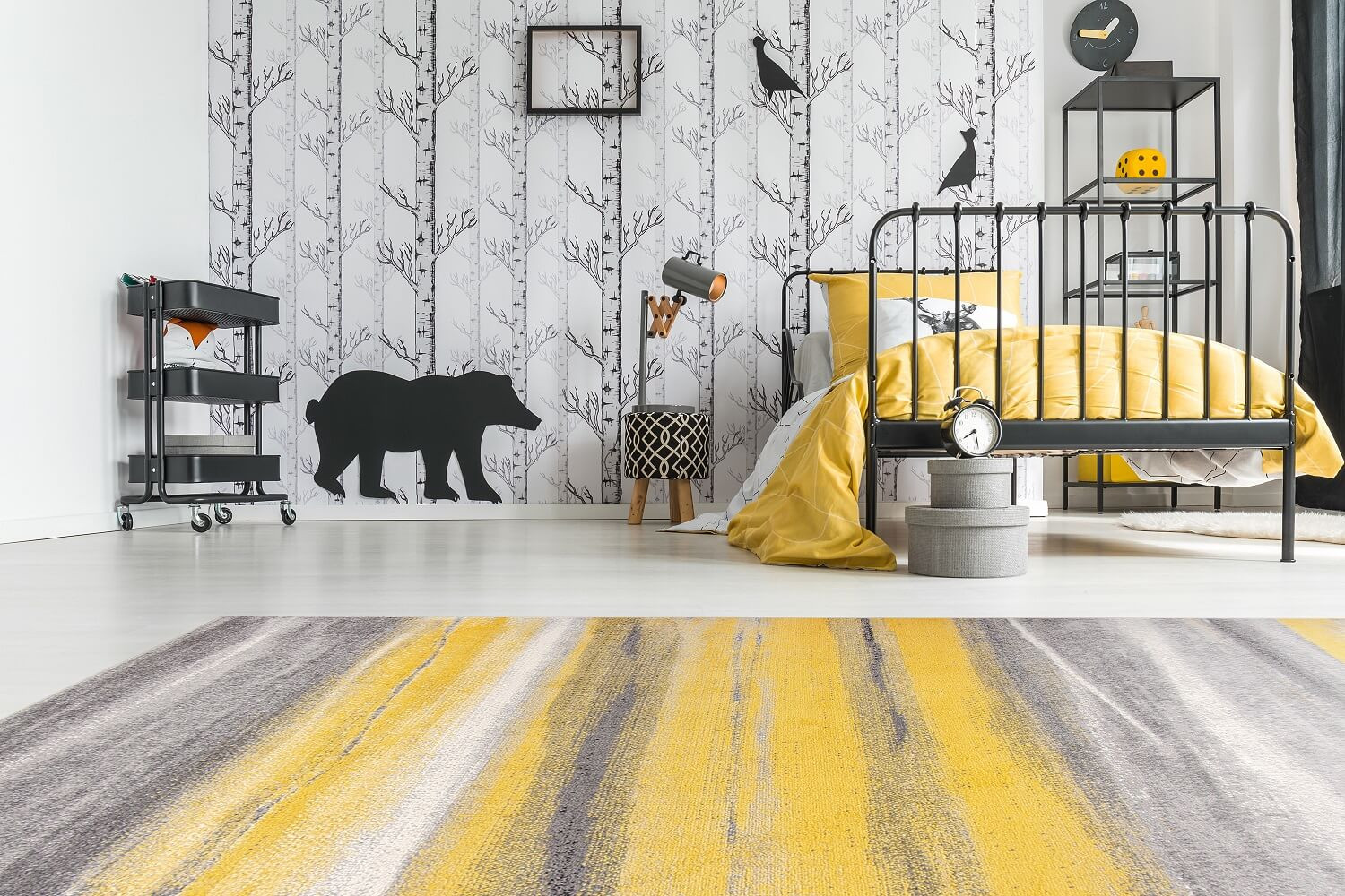 Žluto-šedý koberec pro mládež s prolínajícími se pruhy Summer Abstract, do obývacího pokoje - Carpetforyou obrázek 4