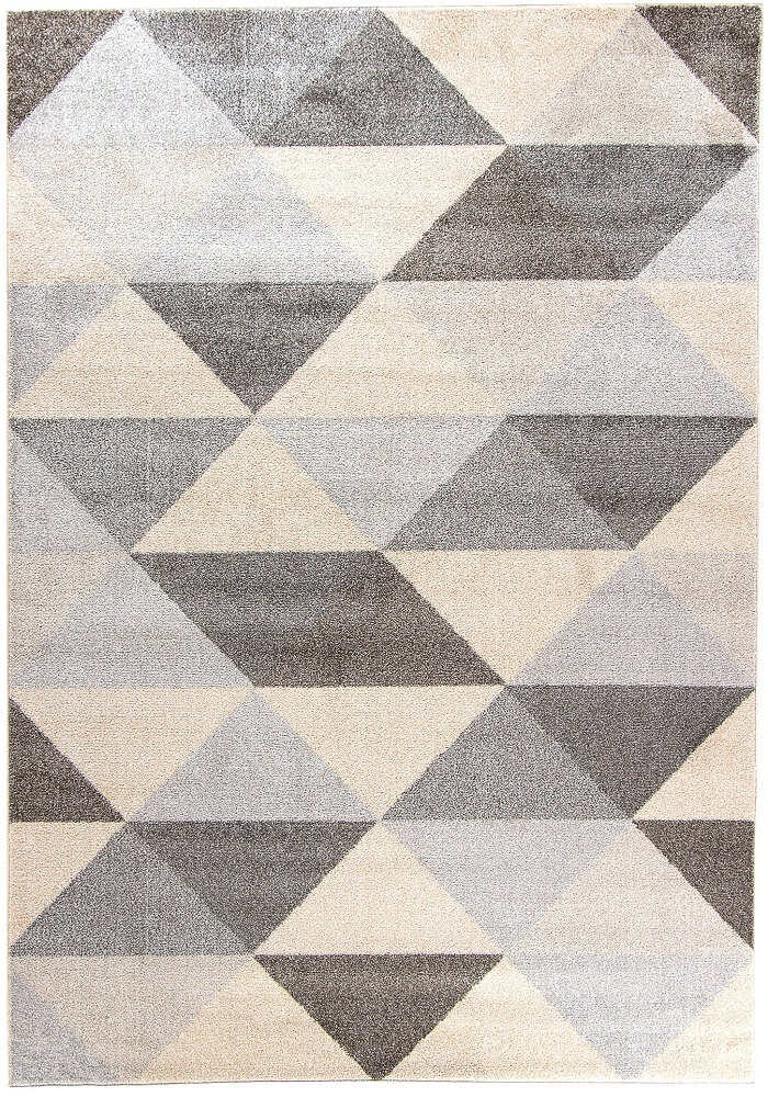 Geometrický moderný koberec Smoothie Grey so sivými a béžovými trojuholníkmi - Carpetforyou obrázok 1