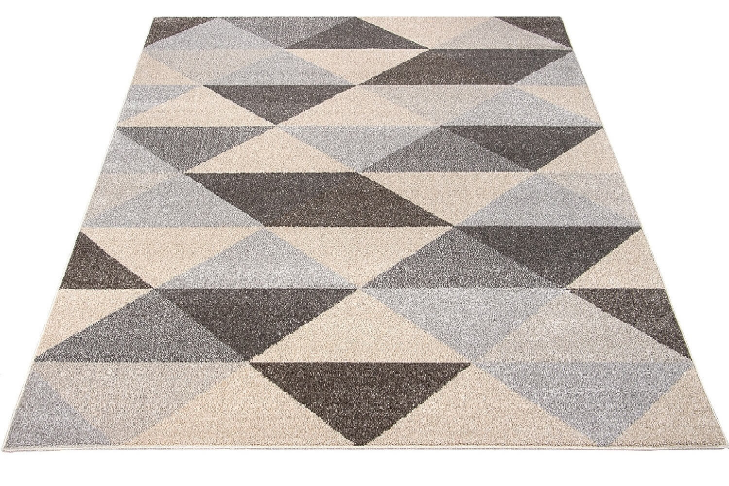 Geometrický moderný koberec Smoothie Grey so sivými a béžovými trojuholníkmi - Carpetforyou obrázok 3