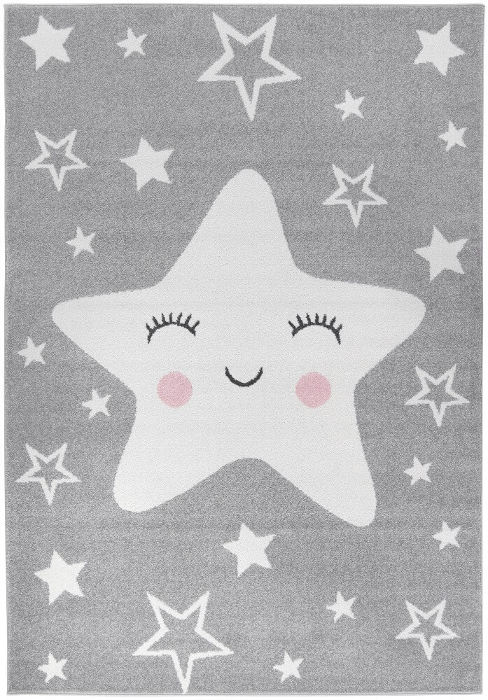 Hypoalergenní šedý dětský koberec se světlými hvězdami Happy Star Grey - Carpetforyou obrázek 1