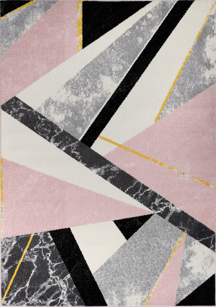 Abstraktný geometrický koberec Pink Abstract s ružovým efektom mramoru, moderný štýl - Carpetforyou obrázok 1