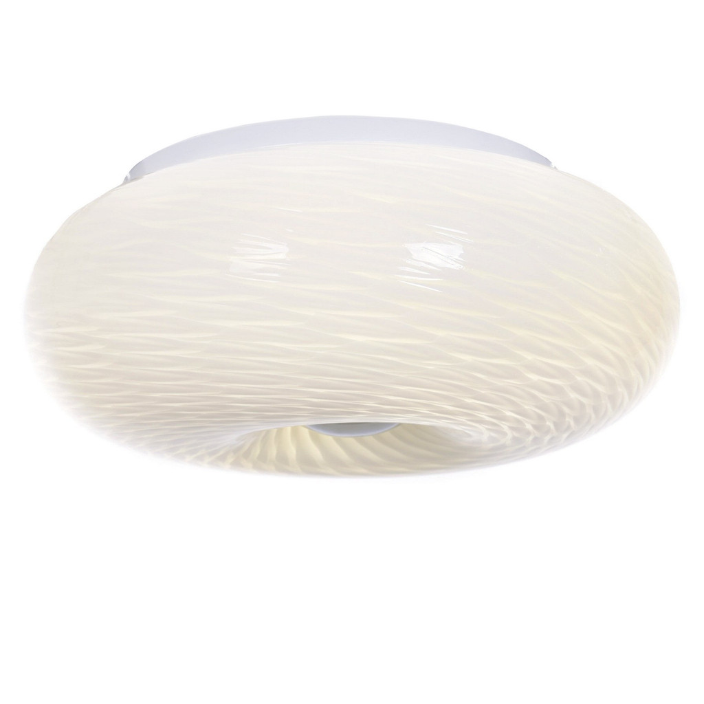 Plafon, lampa sufitowa EVIANTE biała, oprawa szklana, okrągła, we wzorki - Lumina Deco zdjęcie 4