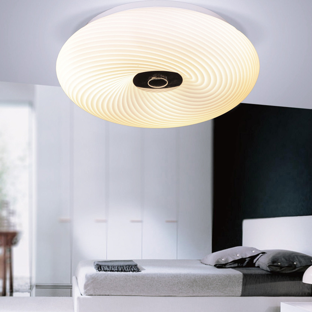 Plafon, lampa sufitowa MONARTE biała, oprawa szklana, okrągła, wzór w paski - Lumina Deco zdjęcie 2