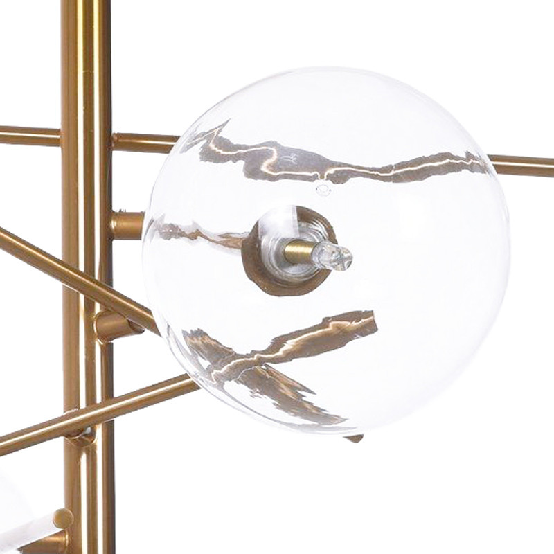 Mosadzná moderná stropná lampa BERGAMO W6 s priehľadnými sklenenými tienidlami - Lumina Deco obrázok 2