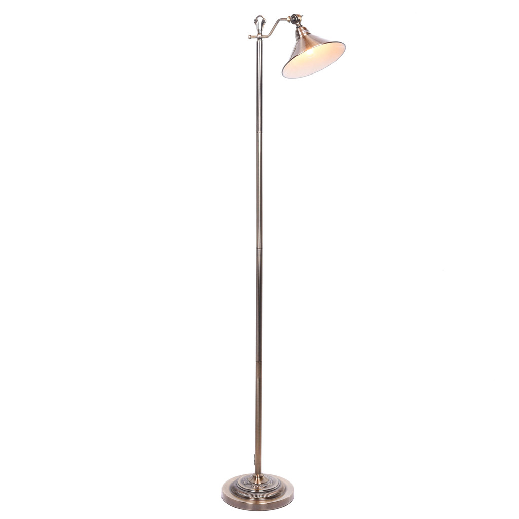 Lampa podłogowa mosiężna AMOS industrialna, loft, klasyczna, klosz stożek - Lumina Deco zdjęcie 1