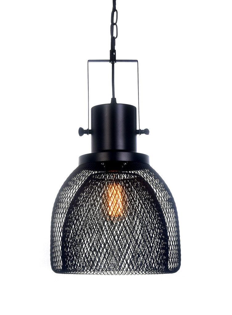 Czarna lampa wisząca na łańcuchu FRATTON metalowa designerska siateczka - Lumina Deco zdjęcie 1