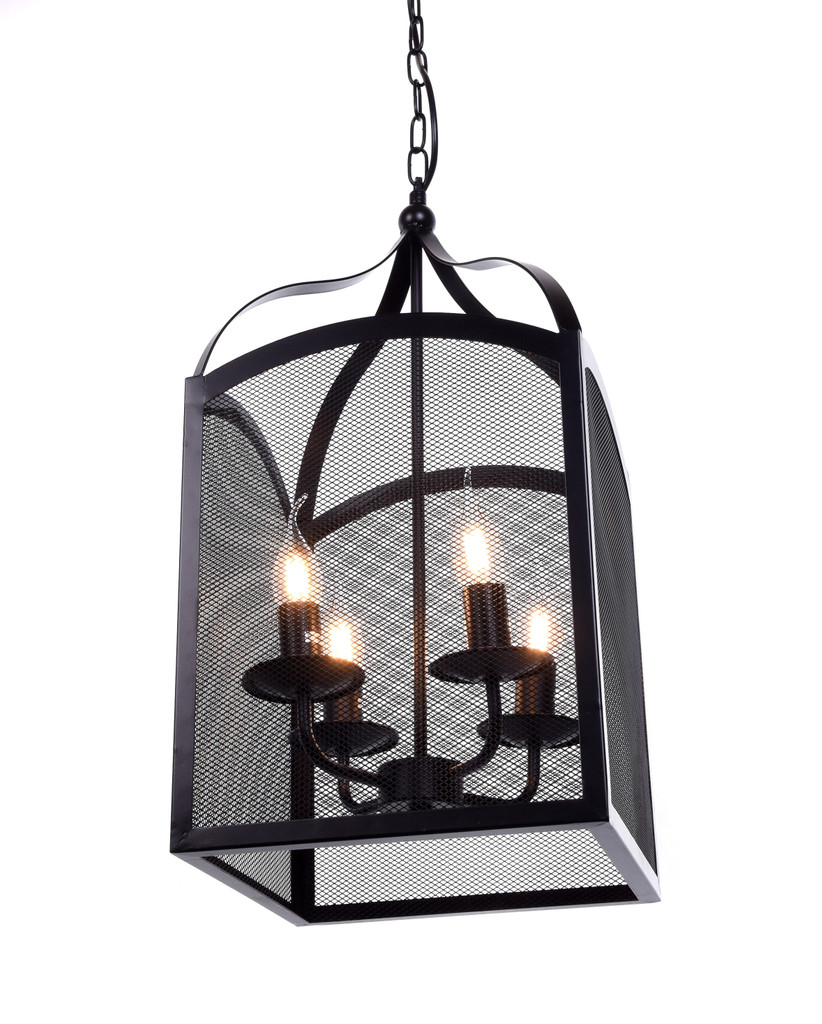 Industriálne štvorité závesné svietidlo MANTONE, čierna kovová lampa - Lumina Deco obrázok 3