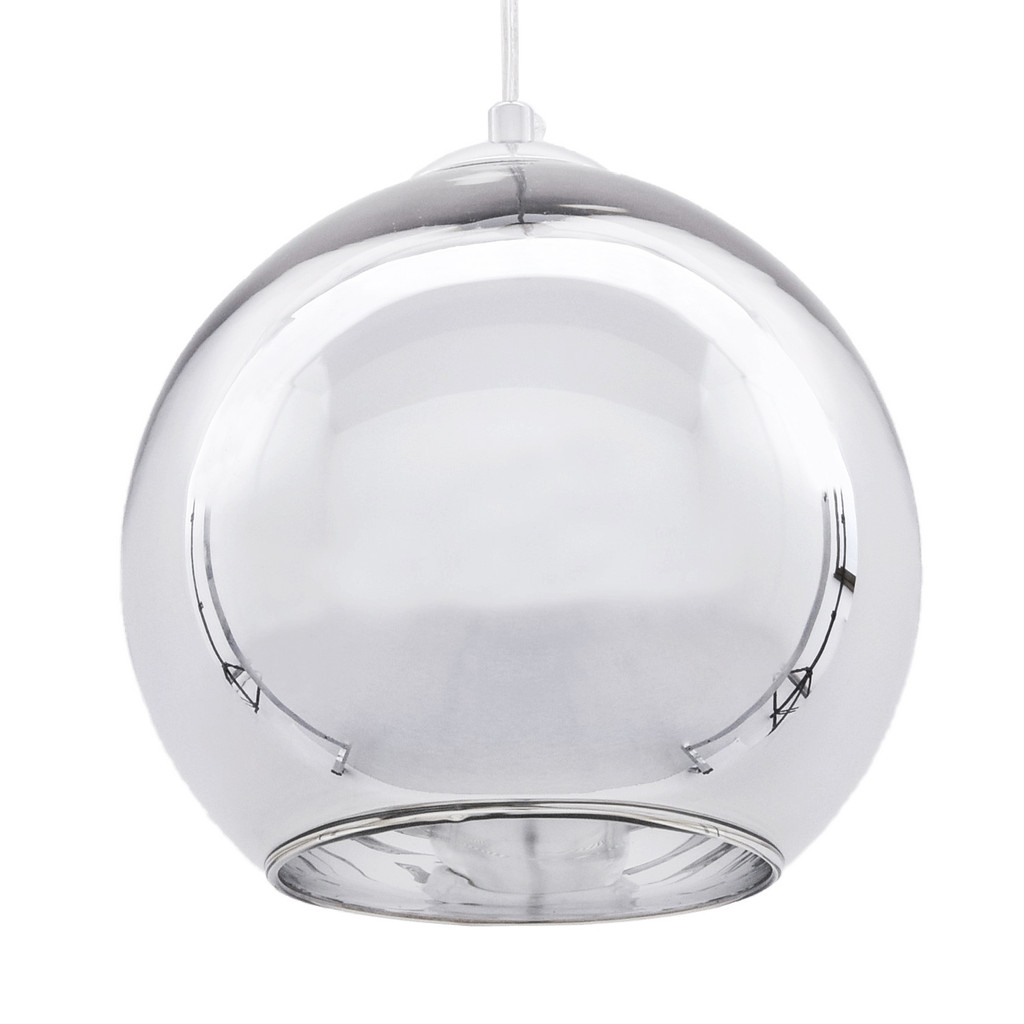 Sklenená chrómovaná závesná lampa LOBOS, moderná guľa - Lumina Deco obrázok 1