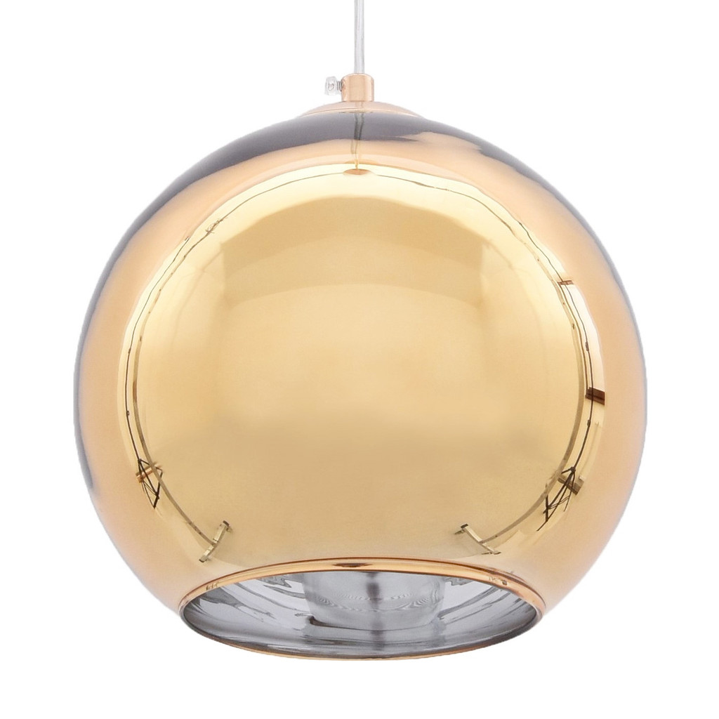 Zlatá, sklenená závesná lampa LOBOS, moderné tienidlo v tvare gule - Lumina Deco obrázok 1