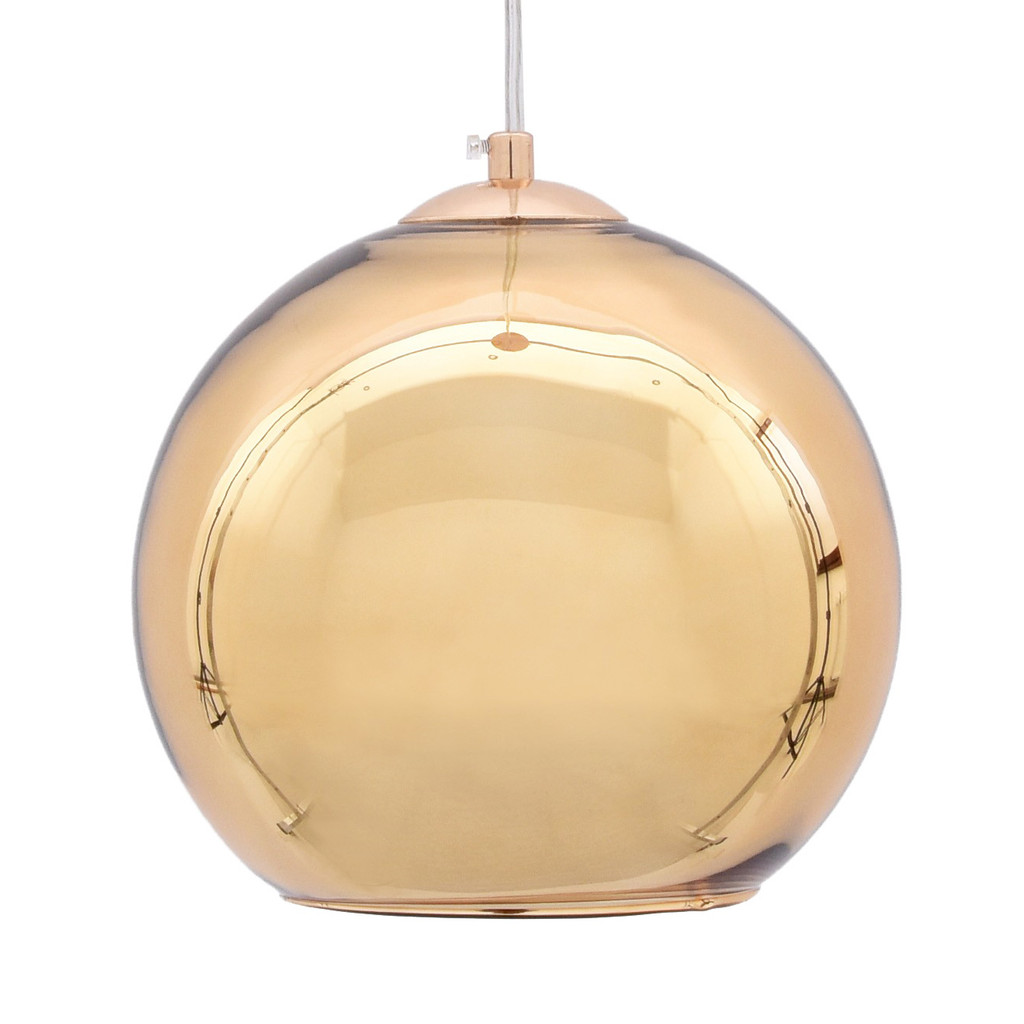 Zlatá, sklenená závesná lampa LOBOS, moderné tienidlo v tvare gule - Lumina Deco obrázok 4
