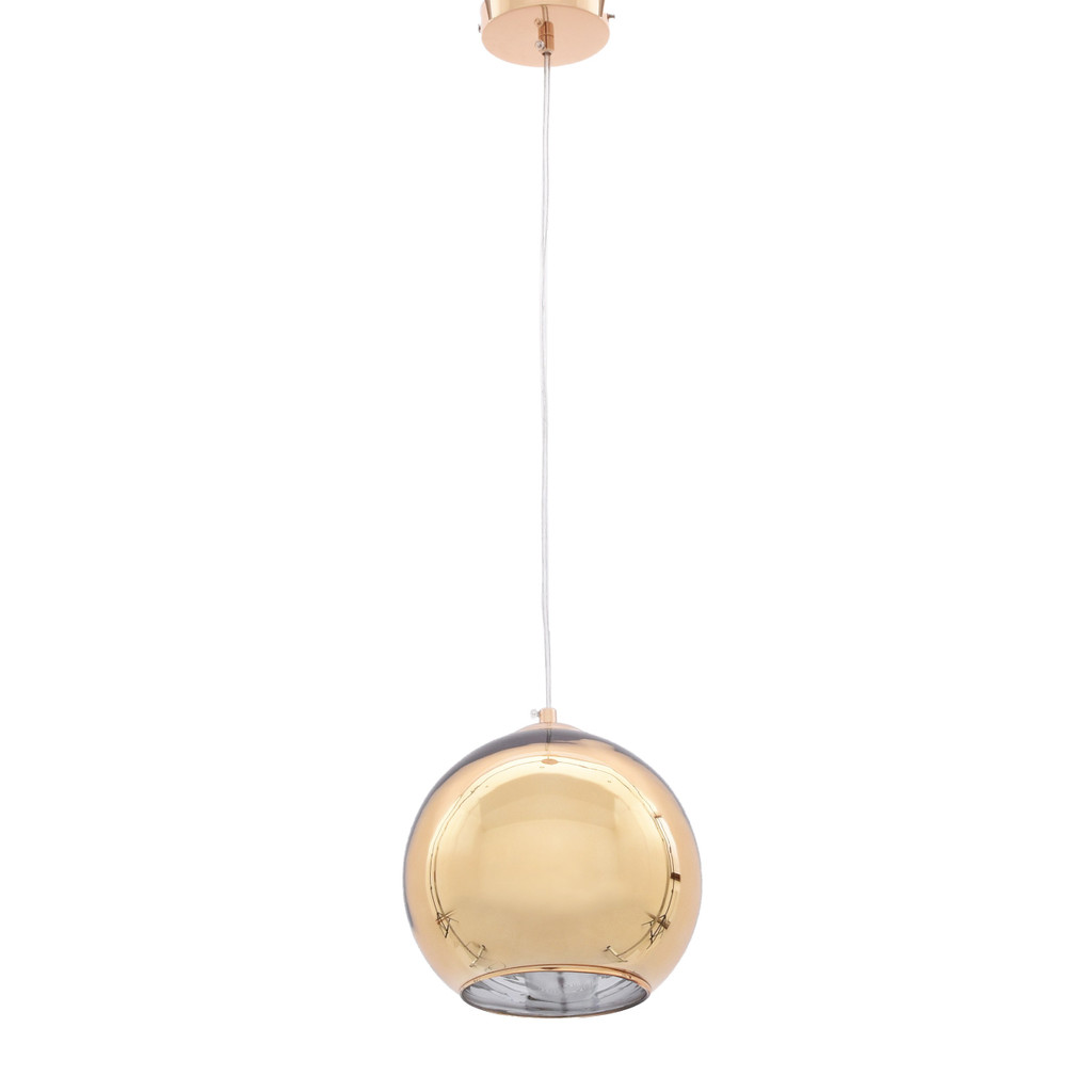 Zlatá, sklenená závesná lampa LOBOS, moderné tienidlo v tvare gule - Lumina Deco obrázok 3