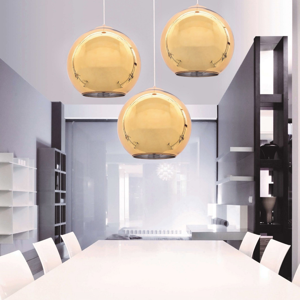 Zlatá skleněná stropní lampa LOBOS kulat﻿é stínidlo, moderní koule - Lumina Deco obrázek 2