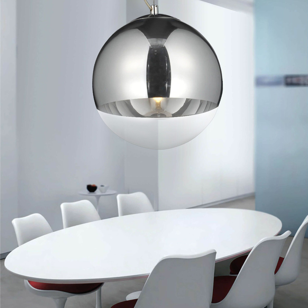 Stříbrné skleněné závěsné svítidlo IBIZA skandinávská průhledná koule - Lumina Deco obrázek 2