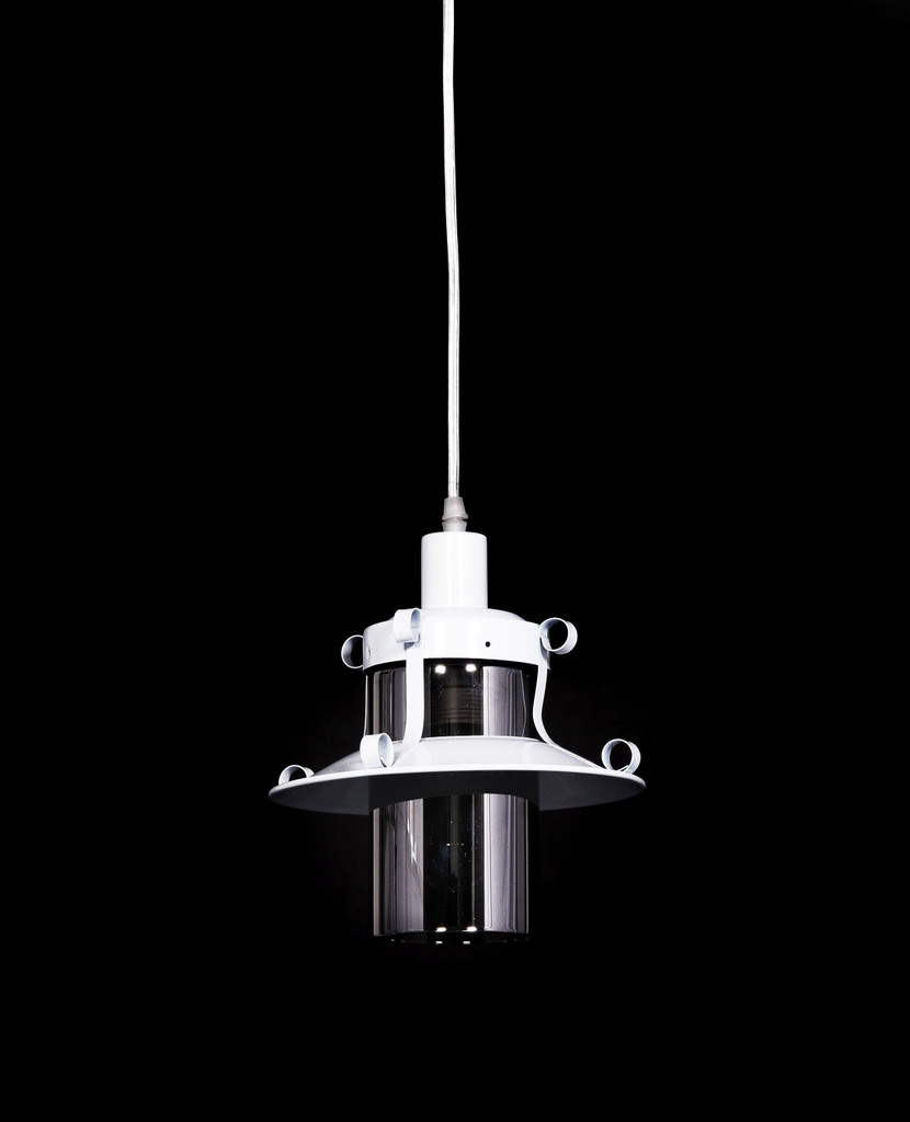 Skleněná závěsná lampa CAPRI W1 bílá kovová industriální průmyslová nastavitelná - Lumina Deco obrázek 4