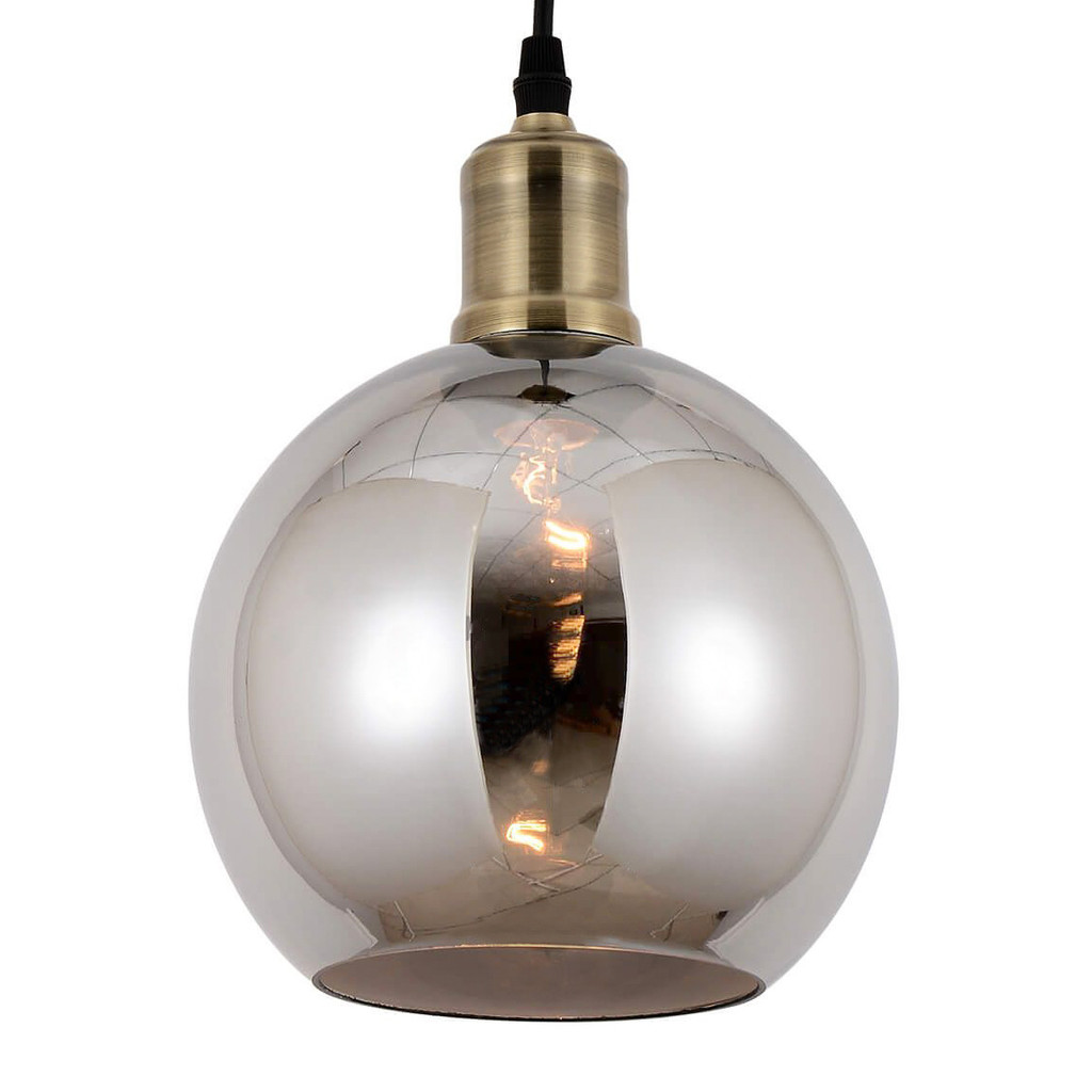 Loftová závesná lampa ZAGALLO, dymové sklenené svietidlo v tvare gule - Lumina Deco obrázok 1
