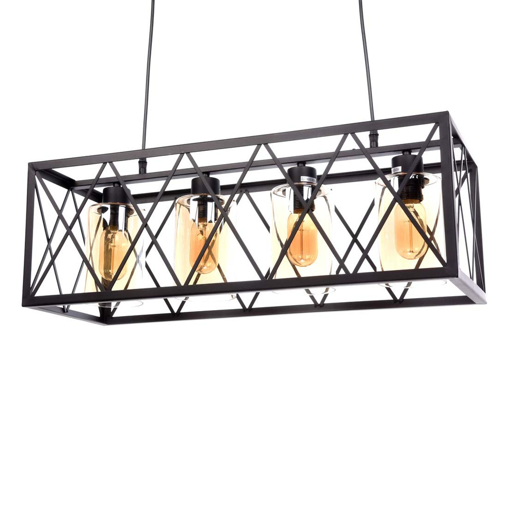 Loftový, industrialní drátěný lustr NORTIS, závěsná černá lampa, kovová klec - Lumina Deco obrázek 2