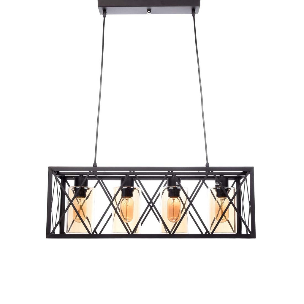 Drôtená závesná lampa, čierny priemyselný luster NORTIS, kovové tienidlo, loft - Lumina Deco obrázok 1