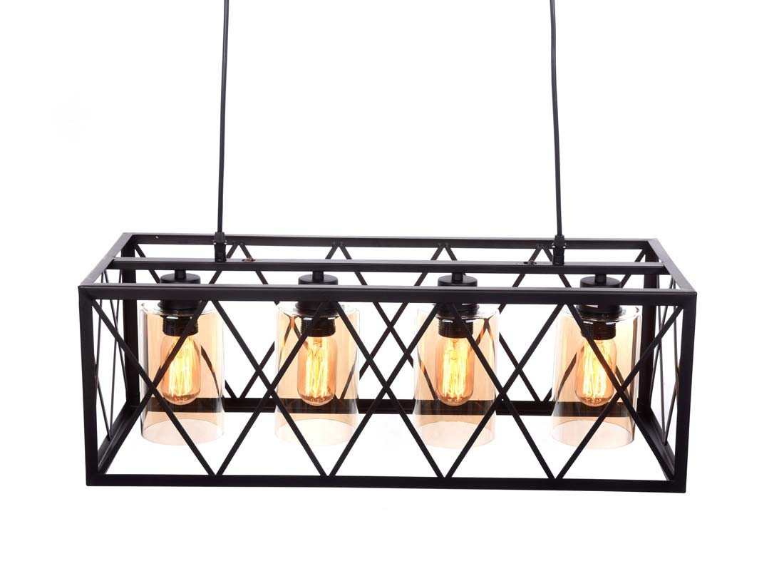 Loftový, industrialní drátěný lustr NORTIS, závěsná černá lampa, kovová klec - Lumina Deco obrázek 3