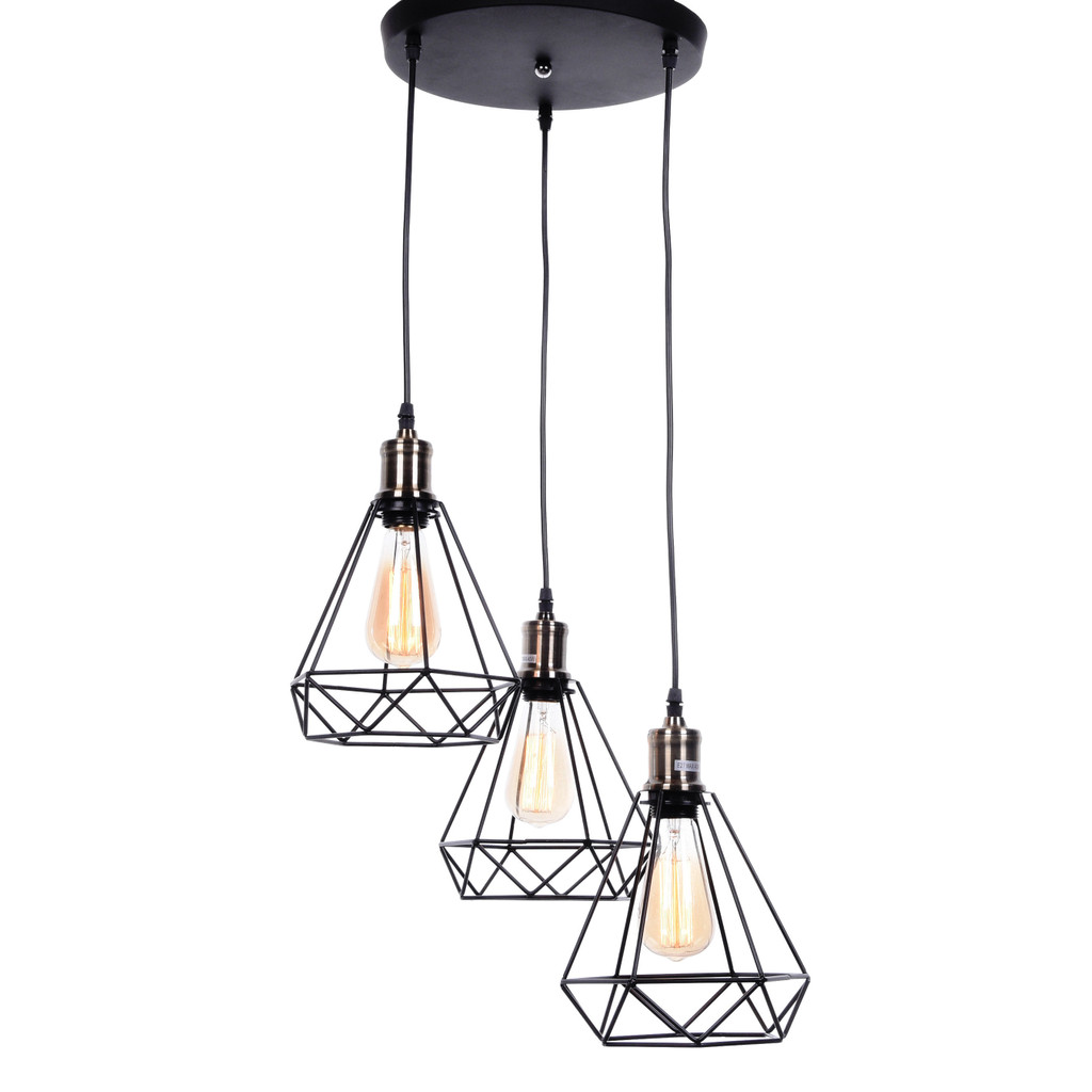 Minimalistické závesné svietidlo, loftový čierny drôtený priemyselný luster COBI W3 - Lumina Deco obrázok 2
