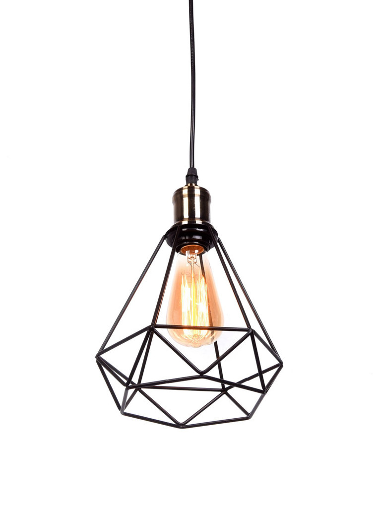 Černé drátěné stropní svítidlo COBI, designový lustr, diamant - Lumina Deco obrázek 4
