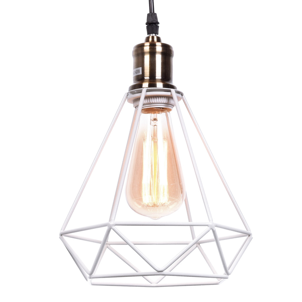 Závesná drôtená lampa, COBI, minimalistický biely diamant - Lumina Deco obrázok 1