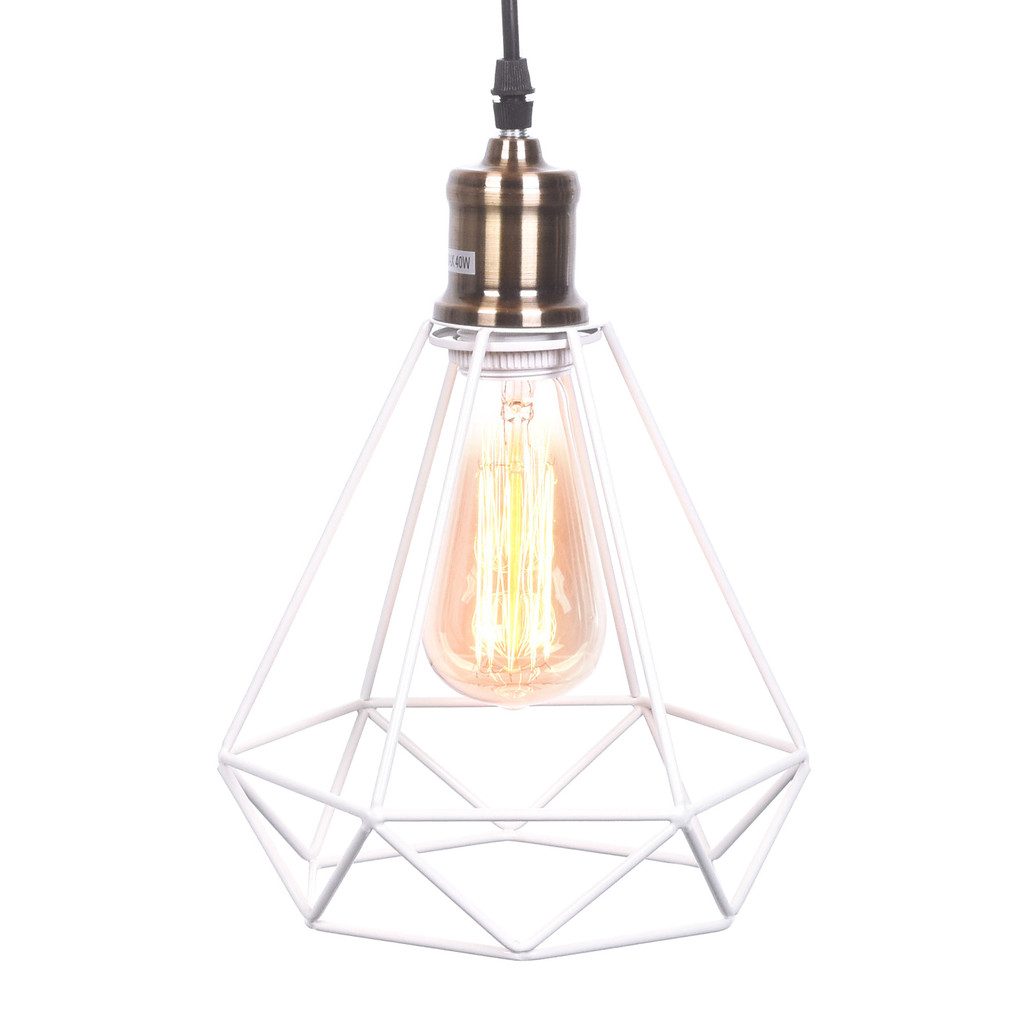 Závesná drôtená lampa, COBI, minimalistický biely diamant - Lumina Deco obrázok 4