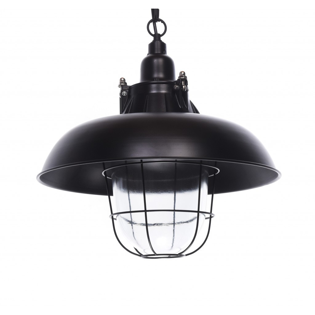 Industriální loftová lampa, svítidlo, PRODDI černá, závěsná, z kovu a skla - Lumina Deco obrázek 1