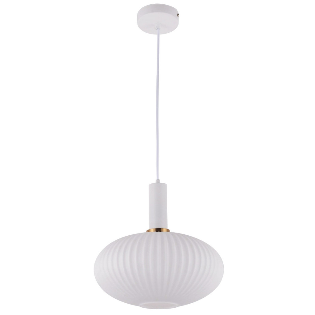 Industriálna biela závesná lampa FLORI s moderným skleneným tienidlom - Lumina Deco obrázok 3