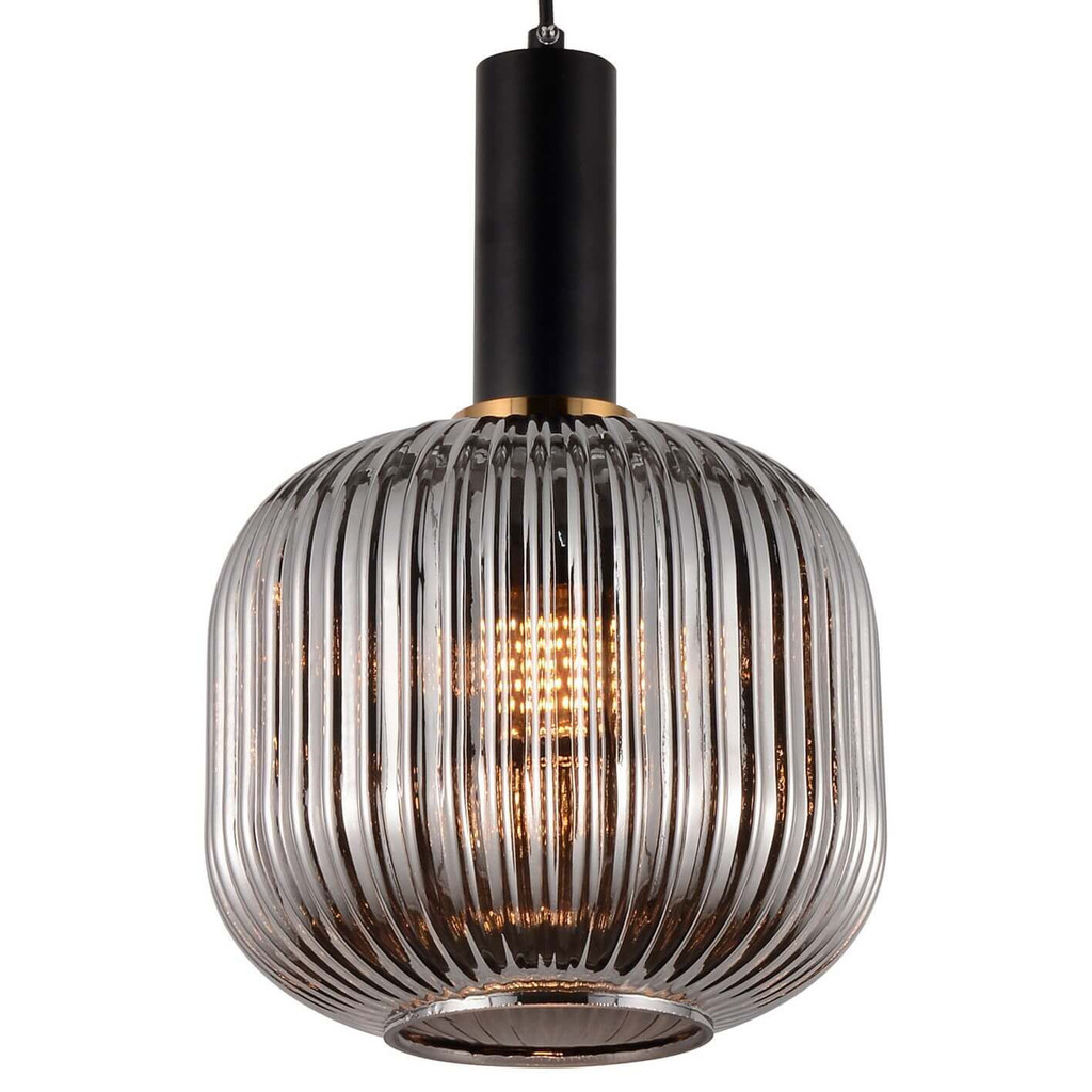 Moderní závěsná lampa GATO, stínidlo z kouřového skla v loftovém stylu - Lumina Deco obrázek 1